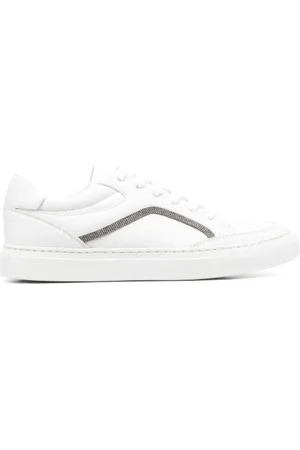 Brunello Cucinelli Schoenen, Dames, Wit, 40 EU, Leer, Cloud Panelled Sneakers