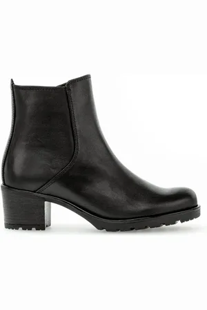 Gabor Schoenen, Dames, Zwart, 38 1/2 EU, Leer, Zwarte leren enkellaarsjes