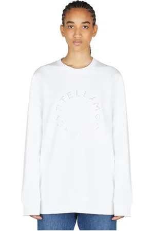Stella McCartney Sweatshirts & Hoodies, Dames, Wit, S, Katoen, Sweatshirt met Strass Logo