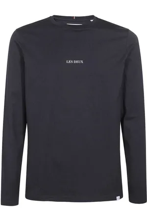 Les Deux Tops, Heren, Blauw, S, Katoen, Geribbelde katoenen T-shirt