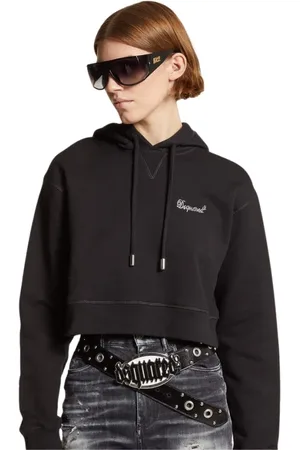Dsquared2 Sweatshirts & Hoodies, Dames, Zwart, S, Katoen, Hoodie