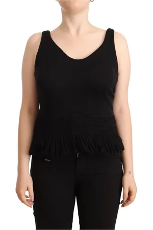 ERMANNO SCERVINO Tops, Dames, Zwart, L, Katoen, Sleeveless Tank Top
