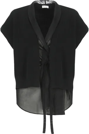 Brunello Cucinelli Truien, Dames, Zwart, M, Katoen, Gelaagde Cardigan