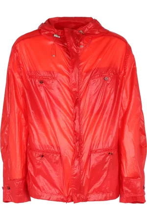 Salvatore Ferragamo Jassen, Heren, Rood, M, Verstelbare Trekkoord Techno Fabric Jas