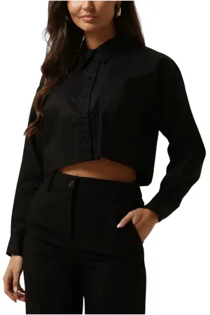 Co`Couture Blouses & Shirts, Dames, Zwart, L, Katoen, Katoenen Cropped Shirt