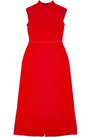 Marni Kleedjes, Dames, Rood, S, Rode Midi Jurk met Knoopdetails