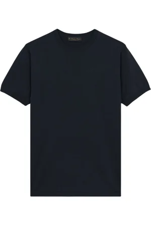 Brooks Brothers Truien, Heren, Blauw, L, Katoen, Navy Mako Katoen Trui met Korte Mouwen