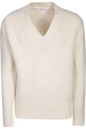 LARDINI Truien, Heren, Wit, L, Wol, Witte Gebreide Trui met V-hals