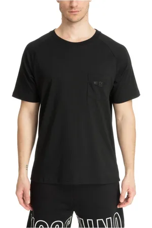 Moschino Tops, Heren, Zwart, M, Katoen, Effen Logo T-shirt