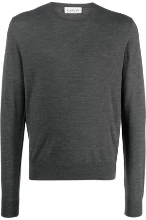 Lanvin Truien, Heren, Grijs, M, Wol, Merino wollen trui met ronde hals