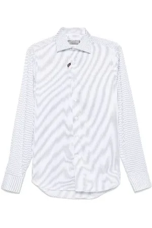 CANALI Overhemden, Heren, Wit, 4Xl, Katoen, Regular-fit Impeccabile katoenen gestreept overhemd