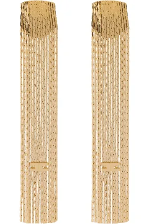 Elisabetta Franchi Accessoires, Dames, Geel, ONE Size, Hanging Logo Oorbellen