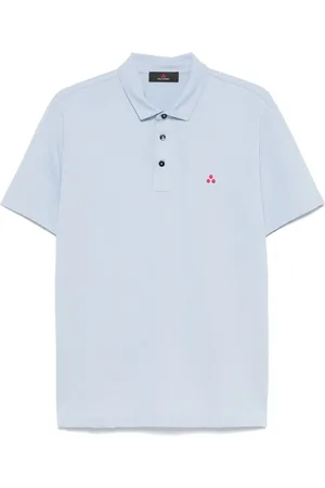 Peuterey Tops, Heren, Blauw, L, Blauwe Button-Up Korte Mouw Tops