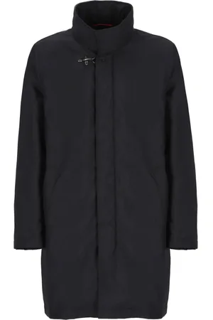 FAY Mantels, Heren, Zwart, XL, Zwarte Parka Jas met Hoge Kraag
