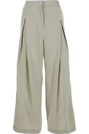Low Classic Broeken, Dames, Groen, M, Katoen, Groene Palazzo Broek Katoenmix Vrouw