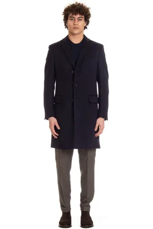Ermenegildo Zegna Mantels, Heren, Blauw, L, Blauwe Jas met 3-Knoopsluiting