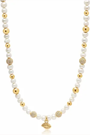 Nialaya Accessoires, Heren, Geel, S, Eye of Ra Parel Choker