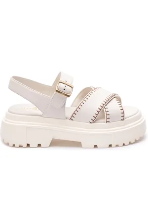 Hogan Schoenen, Dames, , 39 EU, Leer, Yoghurt Sandalen