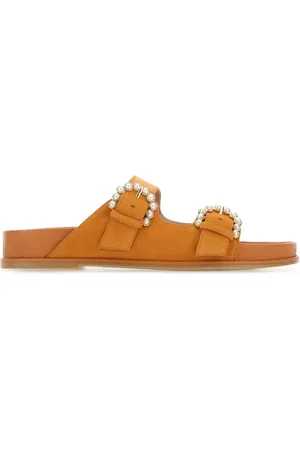 Stuart Weitzman Schoenen, Dames, Oranje, 36 EU, Suède, Piper Flat Sandalen