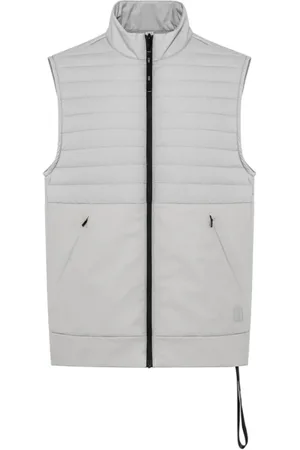 Duno Jassen, Heren, Grijs, L, Leer, Gewatteerd Vest met Rits Camo Stijl