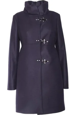 FAY Mantels, Dames, Blauw, L, Wol, Wollen Enkelrijige Jas