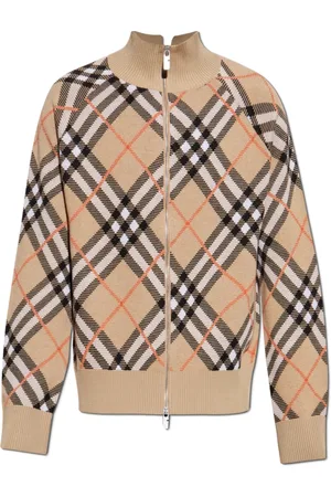 Burberry Truien, Heren, , S, Wol, Geruite Cardigan