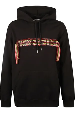 Lanvin Sweatshirts & Hoodies, Heren, Zwart, L, Katoen, Oversized Hooded Sweatshirt met Veterdetail