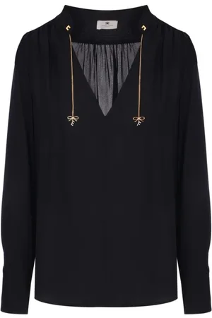 Elisabetta Franchi Blouses & Shirts, Dames, Zwart, XL, Zwarte Viscose Top