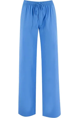 ERMANNO SCERVINO Broeken, Dames, Blauw, L, Katoen, Katoenen Broek met Trekkoord