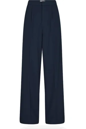 Copenhagen Muse Broeken, Dames, Blauw, XL, Polyester, Loose-Fit Pinstripe Tailor Broeken