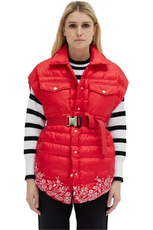 ERMANNO SCERVINO Jassen, Dames, Roze, M, Polyester, Rode Lace Profiel Vest