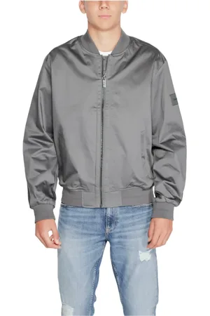 Calvin Klein Jassen, Heren, Grijs, L, Katoen, Katoenen Jas Herfst/Winter Collectie