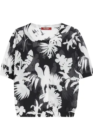 Max Mara Blouses & Shirts, Dames, Zwart, L, Katoen, Gedrukte katoenen trui