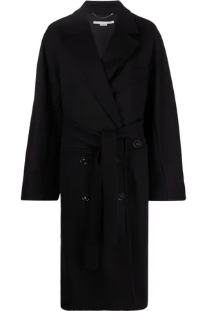 Stella McCartney Mantels, Dames, Zwart, S, Wol, Jas met riem