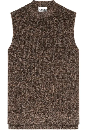 Ganni Truien, Dames, Bruin, M, Wol, Wollen Vest