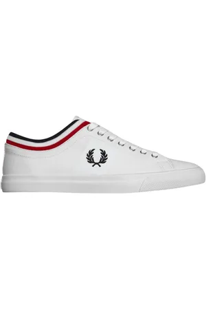 Fred Perry Schoenen, Heren, Wit, 42 EU, Katoen, Klassieke Twill Sneakers met Geribbelde Boord