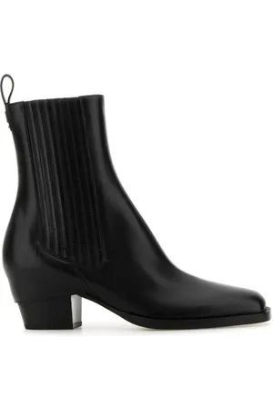 Fendi Schoenen, Dames, Zwart, 37 1/2 EU, Leer, Zwarte leren enkellaarsjes