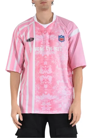 Ih Nom Uh Nit Tops, Heren, Roze, M, Polyester, Gestreept Bloemen Patch T-shirt