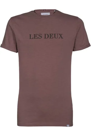 Les Deux Tops, Heren, Paars, XS, Katoen, Contrasting Logo Katoenen T-Shirt