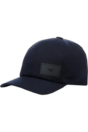Emporio Armani Accessoires, unisex, Blauw, ONE Size, Wol, Donkerblauwe wollen baseballpet