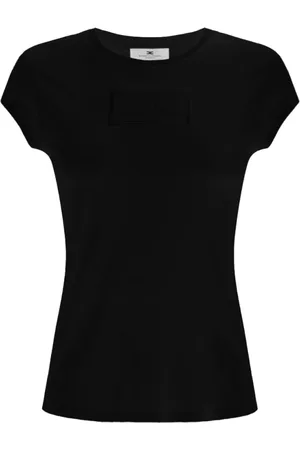 Elisabetta Franchi Tops, Dames, Zwart, S, Geborduurde T-shirt