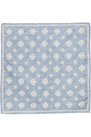 Brunello Cucinelli Accessoires, Heren, Blauw, ONE Size, Denim, Elegante Zijden Pochet