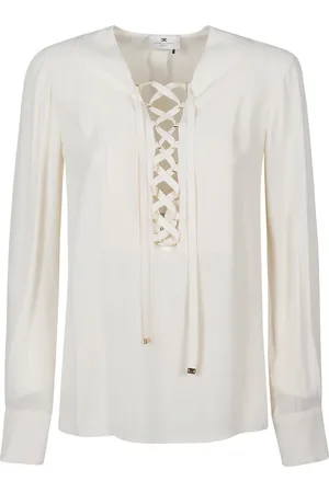 Elisabetta Franchi Blouses & Shirts, Dames, , M, Georgette blouse met vetersluiting