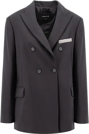 Fabiana Filippi Jassen, Dames, Zwart, L, Polyester, Stretch Wool Double Breasted Blazer