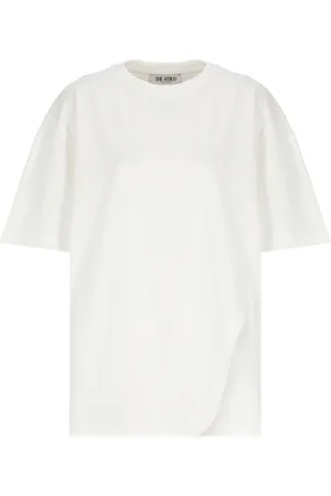 The Attico Tops, Dames, Wit, S, Katoen, T-shirt met ronde hals
