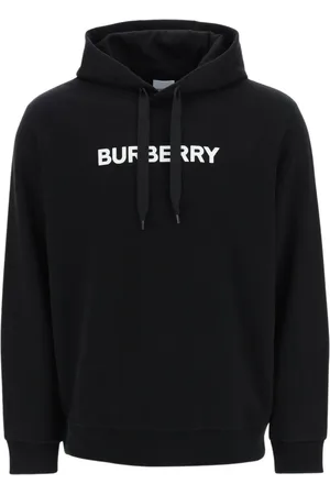 Burberry Sweatshirts & Hoodies, Heren, Zwart, L, Katoen, Katoenen Hoodie