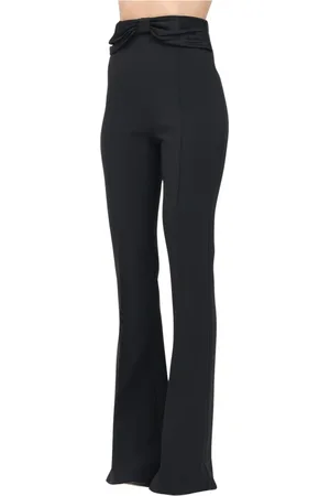 Elisabetta Franchi Broeken, Dames, Zwart, XL, Elegante Palazzo Broek met Hoge Taille