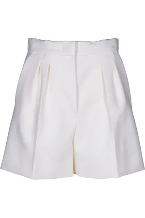 Max Mara Korte broeken, Dames, Wit, M, Wol, High-waisted wollen shorts