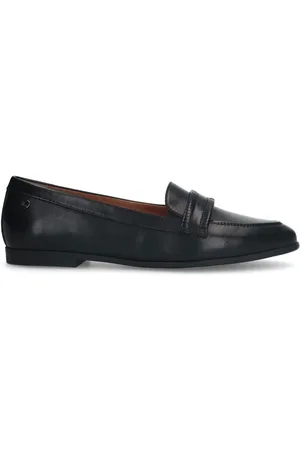 Manfield Schoenen, Dames, Zwart, 41 EU, Leer, Zwarte leren loafers met memory foam