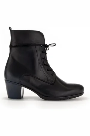 Gabor Schoenen, Dames, Zwart, 37 1/2 EU, Leer, Zwarte leren veterlaarsjes